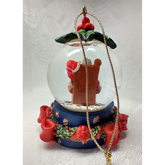 Water Snow Globe Santa Checking His List Ornament Glass New In Box - Picture 3 of 8